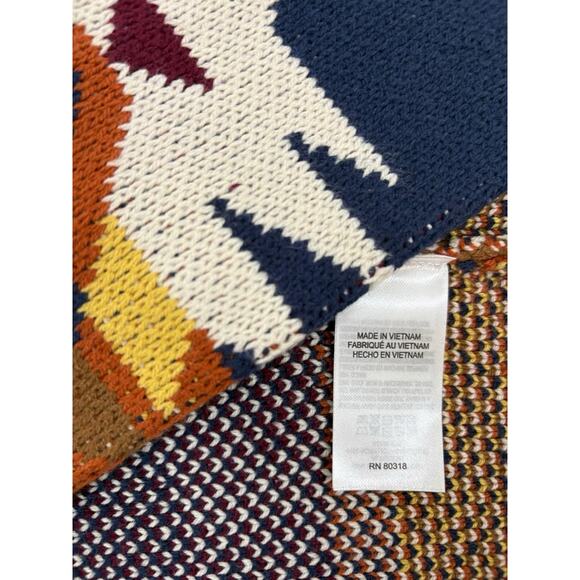 Lucky Brand Aztec Tribal Cardigan Sweater Coatigan Large Shawl Collar Southwest - Picture 9 of 11